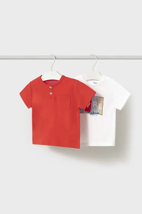 Mayoral Otroška bombažna kratka majica Mayoral 2-pack rdeča barva, 1060