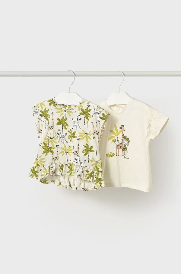 Mayoral Otroška bombažna kratka majica Mayoral 2-pack zelena barva, 1047