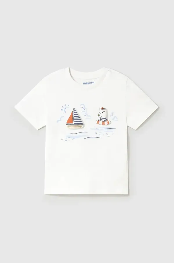 Mayoral Otroška bombažna kratka majica Mayoral bela barva, 1059