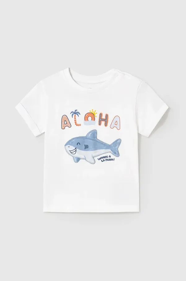 Mayoral Otroška bombažna kratka majica Mayoral bela barva, 1066