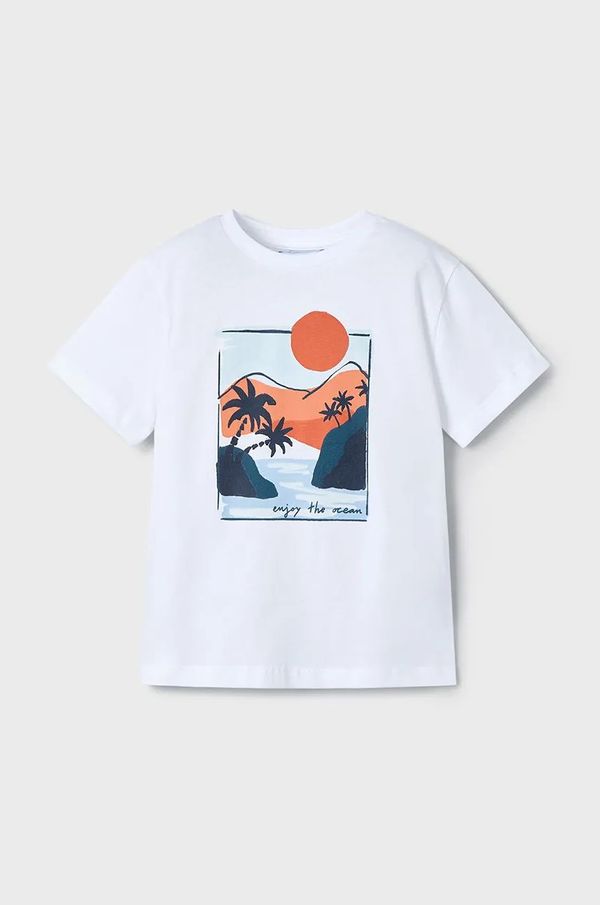 Mayoral Otroška bombažna kratka majica Mayoral bela barva, 3034