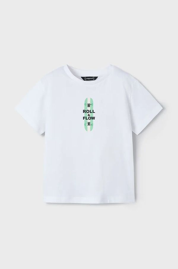 Mayoral Otroška bombažna kratka majica Mayoral bela barva, 3039