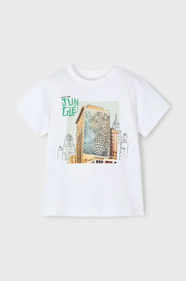 Mayoral Otroška bombažna kratka majica Mayoral bela barva, 3043