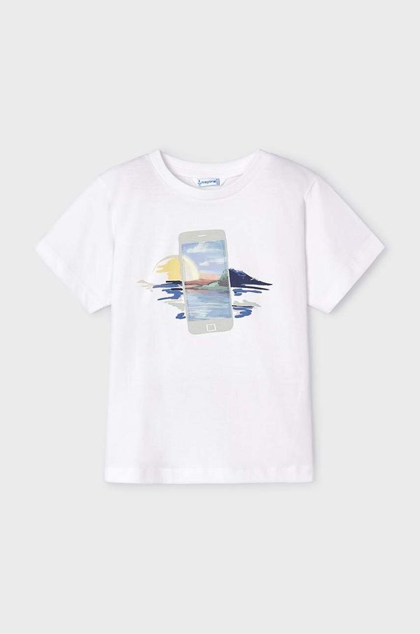 Mayoral Otroška bombažna kratka majica Mayoral bela barva