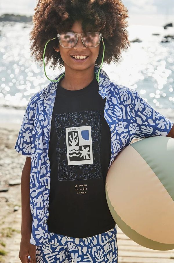 Mayoral Otroška bombažna kratka majica Mayoral črna barva, 6005