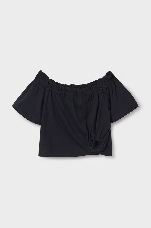 Mayoral Otroška bombažna kratka majica Mayoral črna barva, 6028