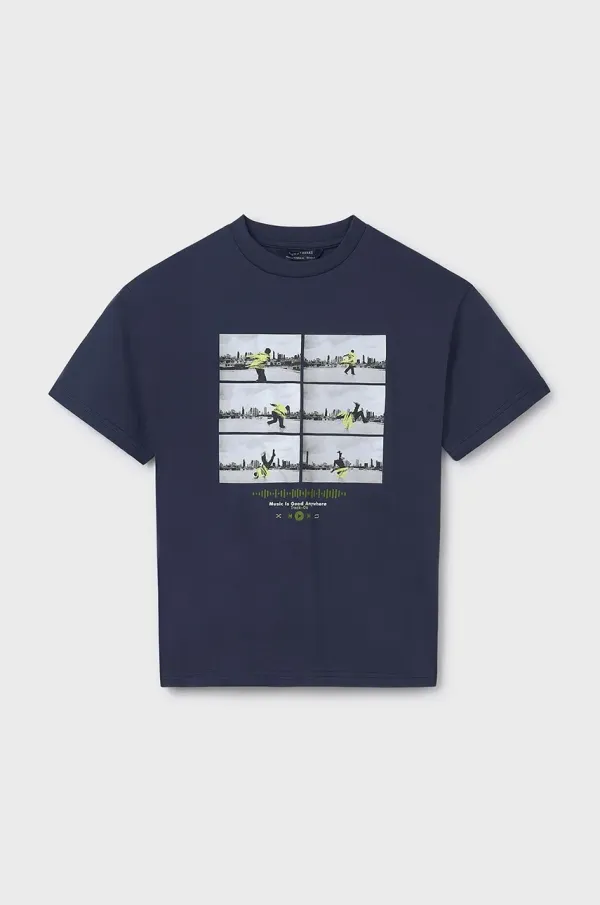 Mayoral Otroška bombažna kratka majica Mayoral mornarsko modra barva, 6017