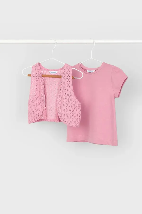 Mayoral Otroška bombažna kratka majica Mayoral roza barva, 3007