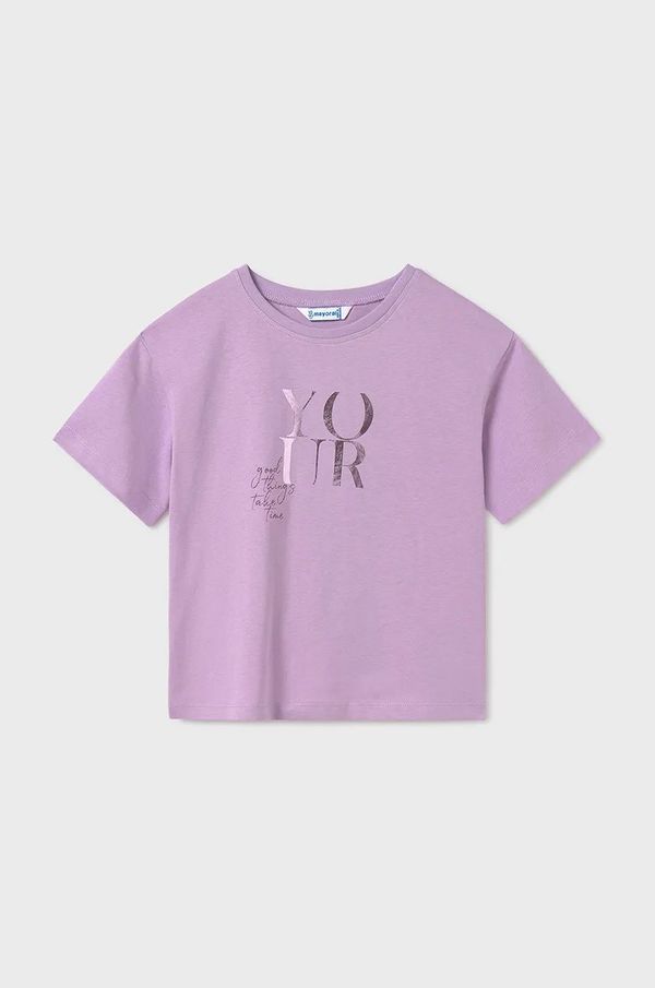 Mayoral Otroška bombažna kratka majica Mayoral vijolična barva, 6024