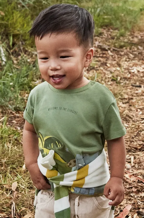 Mayoral Otroška bombažna kratka majica Mayoral zelena barva, 1057