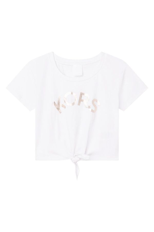 Michael Kors Otroška bombažna kratka majica Michael Kors bela barva
