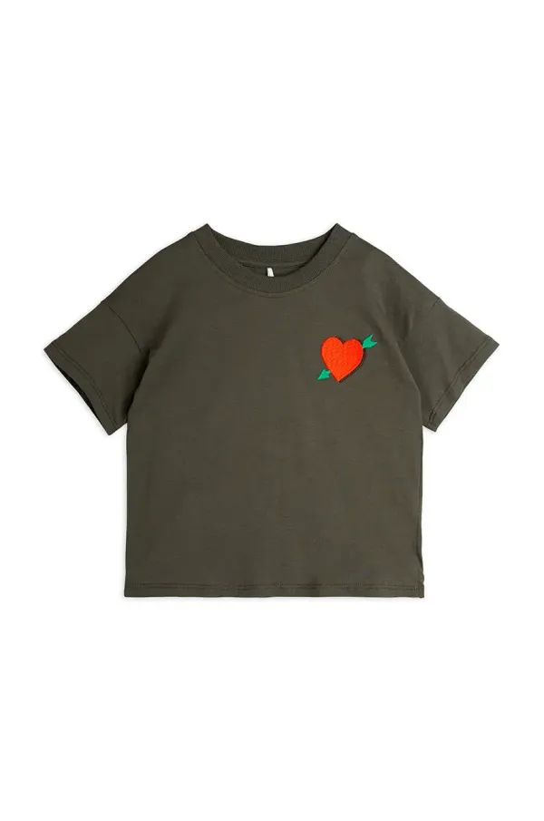 Mini Rodini Otroška bombažna kratka majica Mini Rodini Arrowed heart črna barva, 2522012499