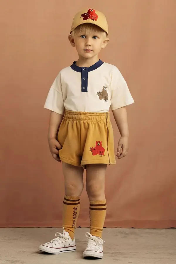 Mini Rodini Otroška bombažna kratka majica Mini Rodini Camp Rodini