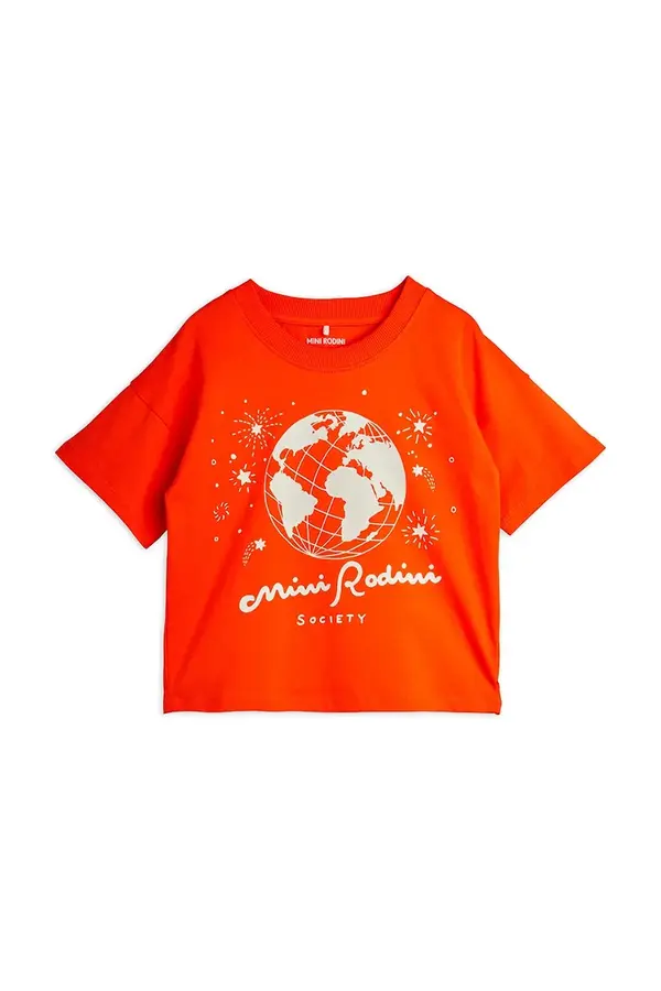 Mini Rodini Otroška bombažna kratka majica Mini Rodini Mini Rodini society