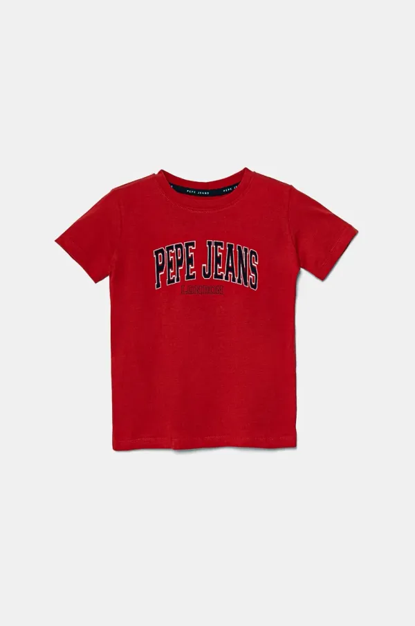 Pepe Jeans Otroška bombažna kratka majica Pepe Jeans BAIN rdeča barva, PB503915
