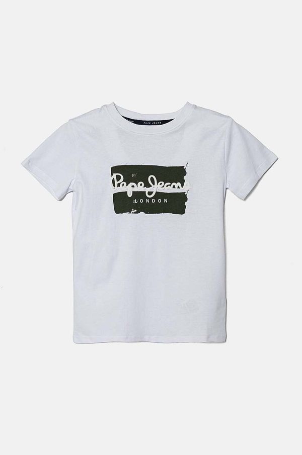 Pepe Jeans Otroška bombažna kratka majica Pepe Jeans BAIRON bela barva, PB503905