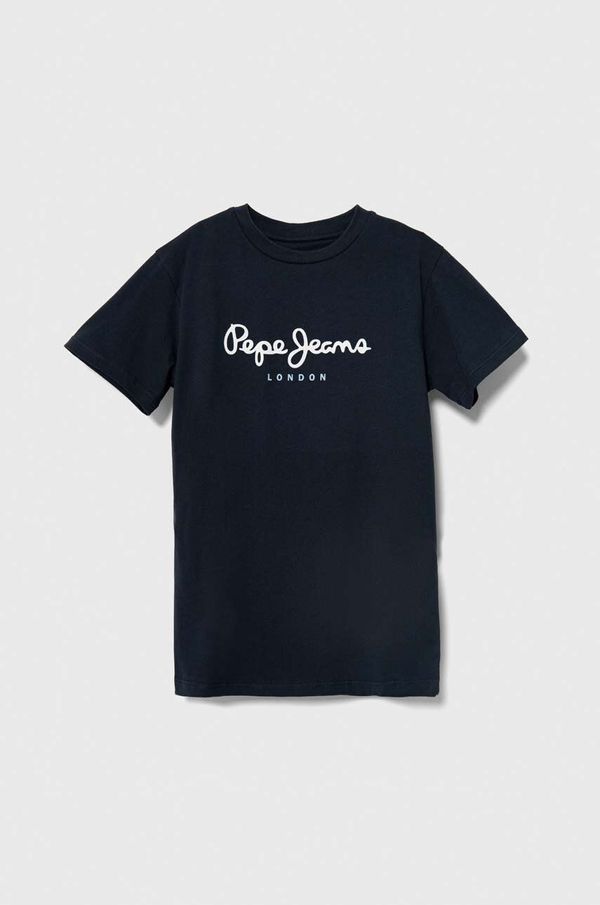 Pepe Jeans Otroška bombažna kratka majica Pepe Jeans mornarsko modra barva