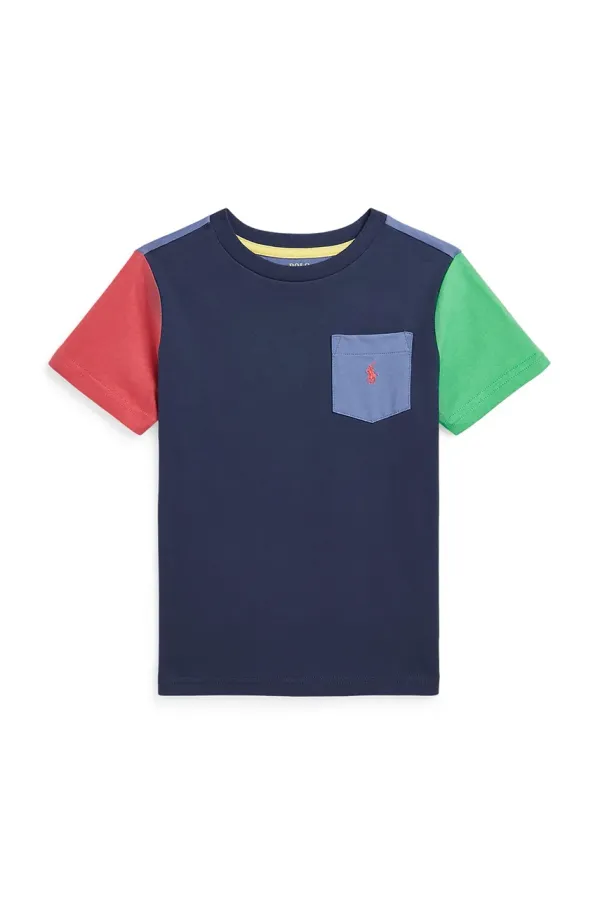 Polo Ralph Lauren Otroška bombažna kratka majica Polo Ralph Lauren mornarsko modra barva, 322861435010