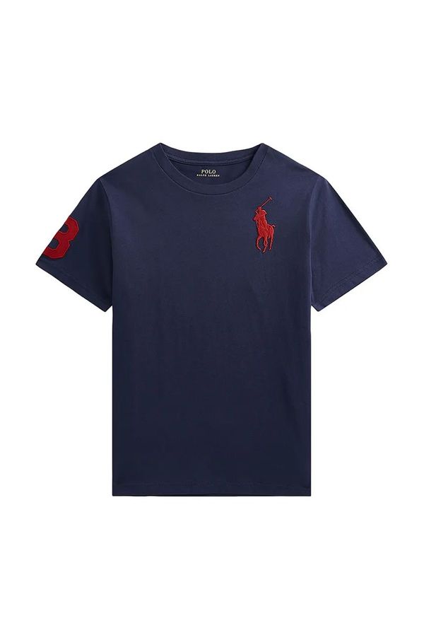 Polo Ralph Lauren Otroška bombažna kratka majica Polo Ralph Lauren mornarsko modra barva, 323832907039