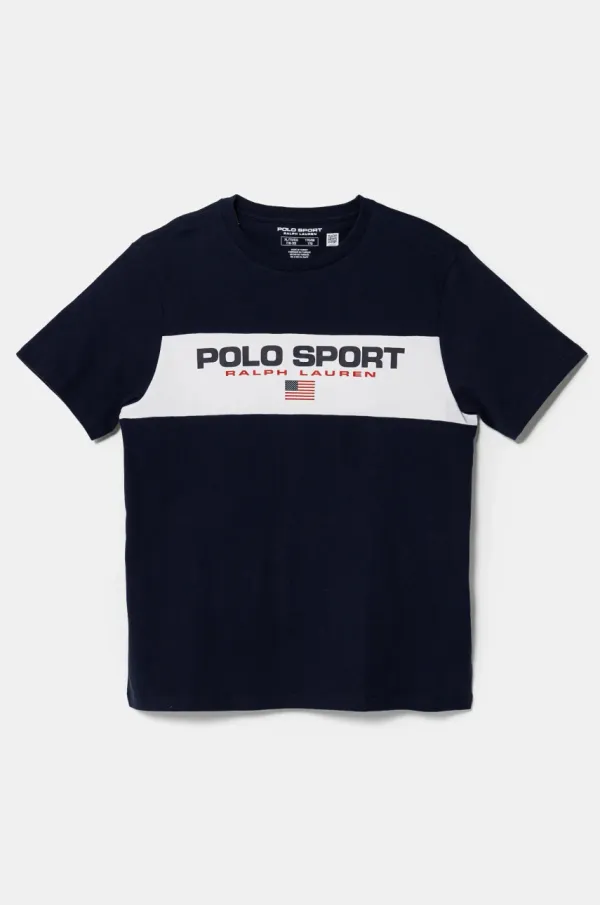 Polo Ralph Lauren Otroška bombažna kratka majica Polo Ralph Lauren mornarsko modra barva, 323962109001
