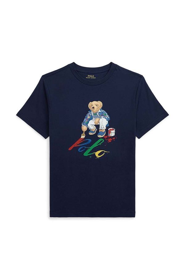 Polo Ralph Lauren Otroška bombažna kratka majica Polo Ralph Lauren mornarsko modra barva