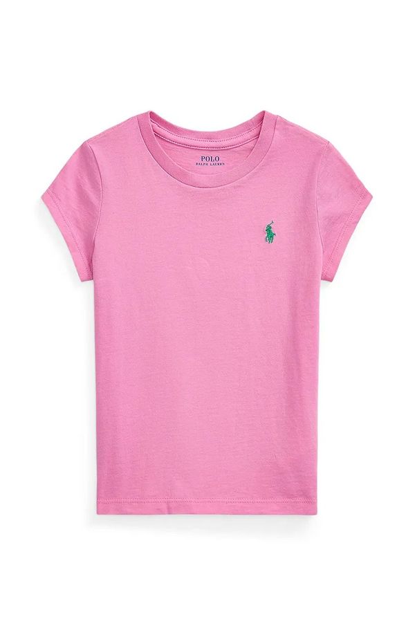 Polo Ralph Lauren Otroška bombažna kratka majica Polo Ralph Lauren roza barva, 312833549081