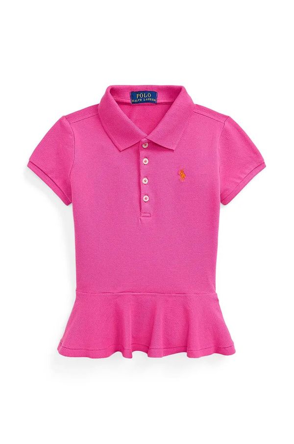 Polo Ralph Lauren Otroška bombažna kratka majica Polo Ralph Lauren roza barva, 312957156001