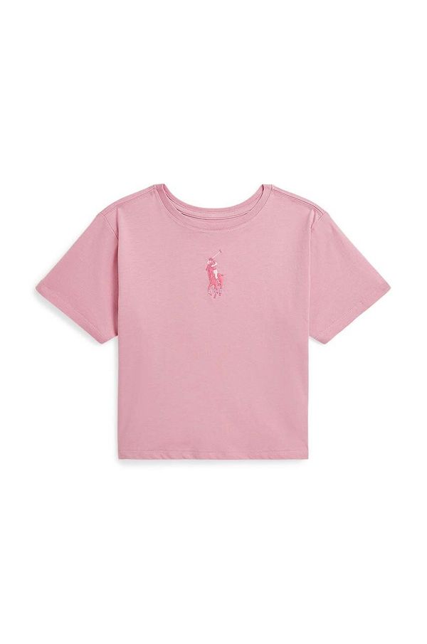 Polo Ralph Lauren Otroška bombažna kratka majica Polo Ralph Lauren roza barva, 313941123002