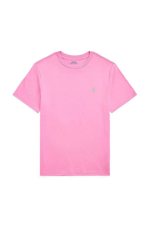 Polo Ralph Lauren Otroška bombažna kratka majica Polo Ralph Lauren roza barva, 323832904192
