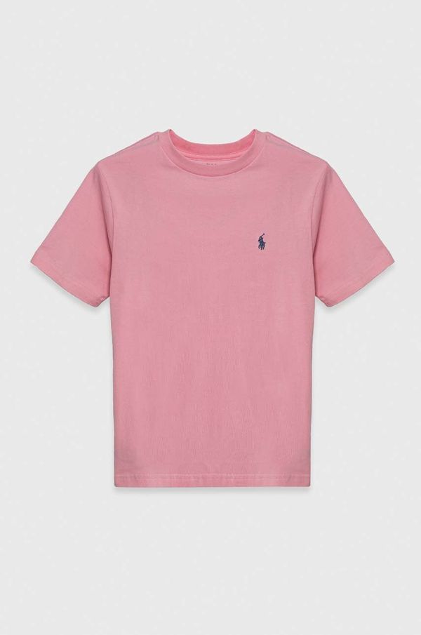 Polo Ralph Lauren Otroška bombažna kratka majica Polo Ralph Lauren roza barva
