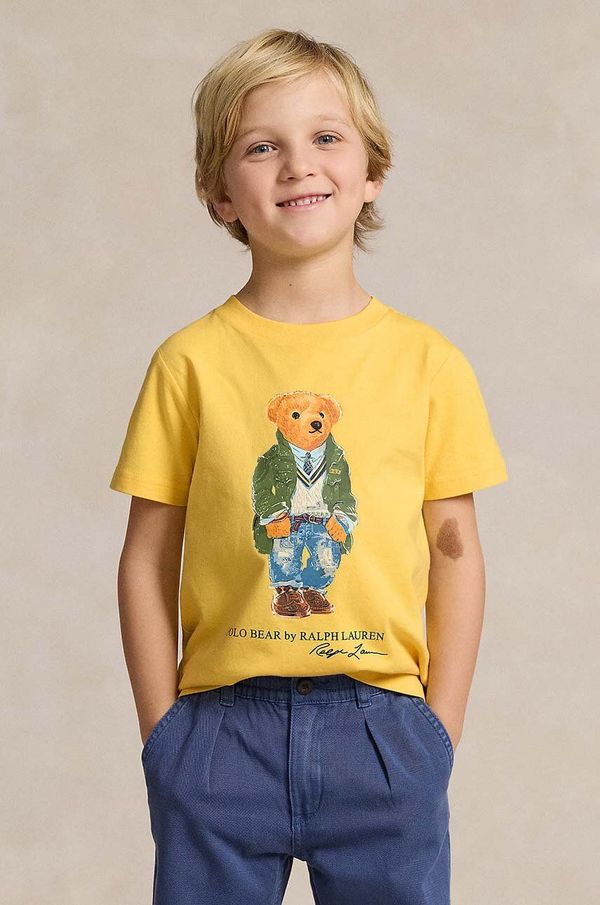 Polo Ralph Lauren Otroška bombažna kratka majica Polo Ralph Lauren rumena barva