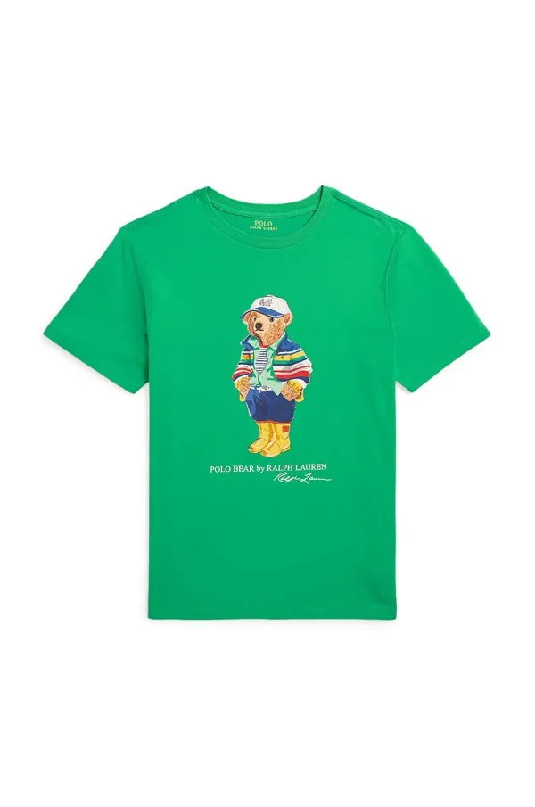 Polo Ralph Lauren Otroška bombažna kratka majica Polo Ralph Lauren zelena barva, 323853828042
