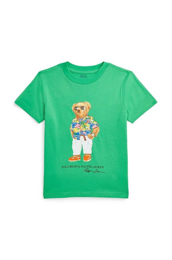 Polo Ralph Lauren Otroška bombažna kratka majica Polo Ralph Lauren zelena barva
