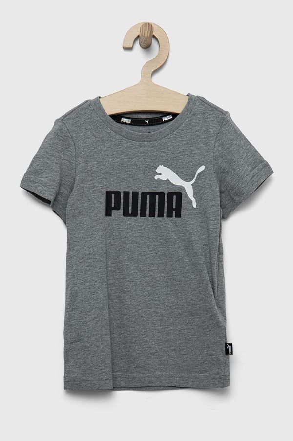 Puma Otroška bombažna kratka majica Puma ESS+ 2 Col Logo Tee B siva barva