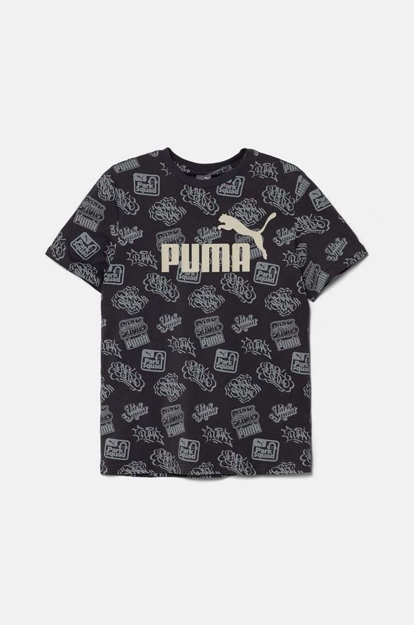 Puma Otroška bombažna kratka majica Puma ESS+ MID 90s AOP Tee siva barva, 681875
