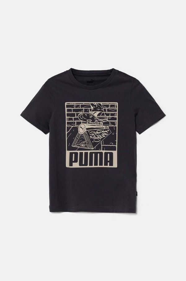 Puma Otroška bombažna kratka majica Puma ESS+ MID 90sphic Tee siva barva, 681873