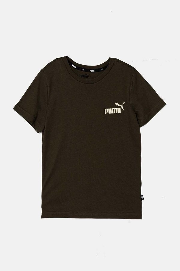 Puma Otroška bombažna kratka majica Puma ESS Small Logo Tee B zelena barva