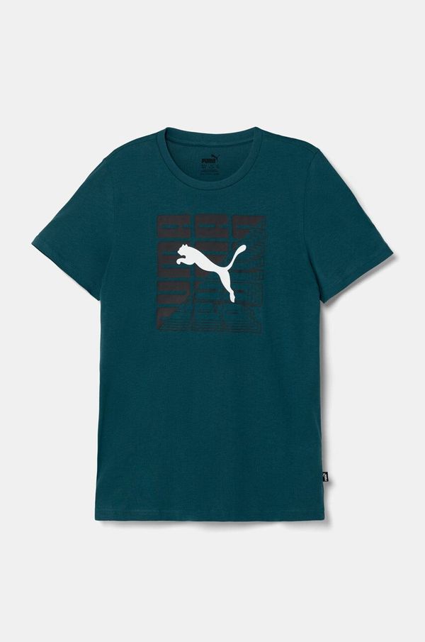 Puma Otroška bombažna kratka majica Puma PHICS Tee 1 zelena barva, 683404