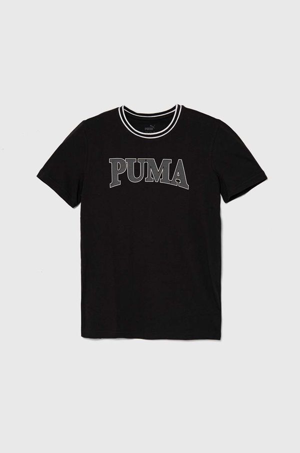 Puma Otroška bombažna kratka majica Puma PUMA SQUAD B črna barva