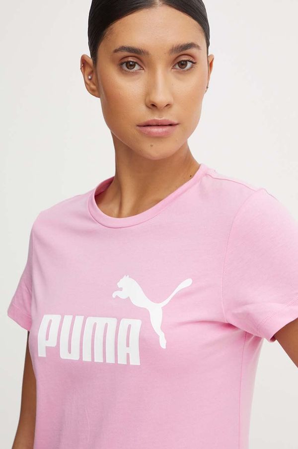 Puma Otroška bombažna kratka majica Puma roza barva