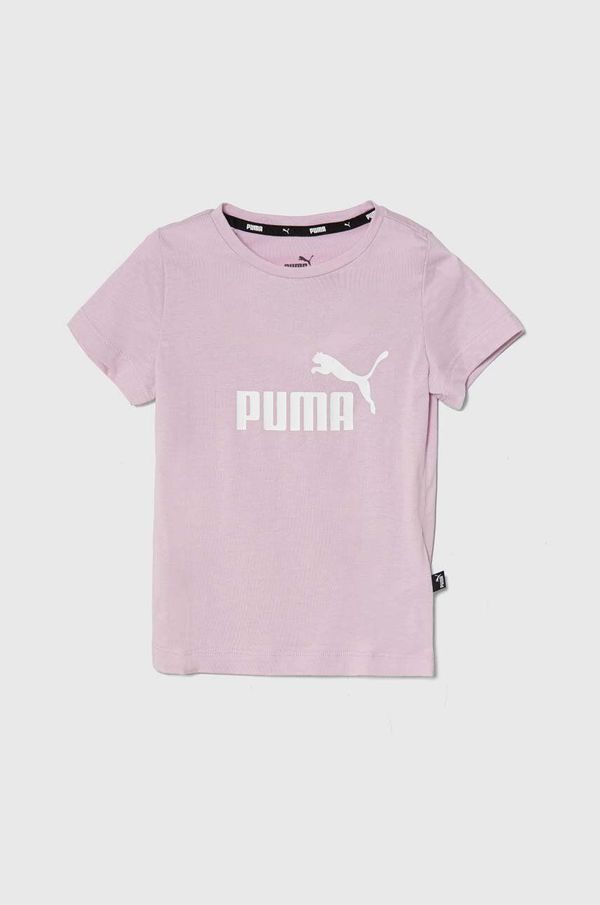 Puma Otroška bombažna kratka majica Puma roza barva