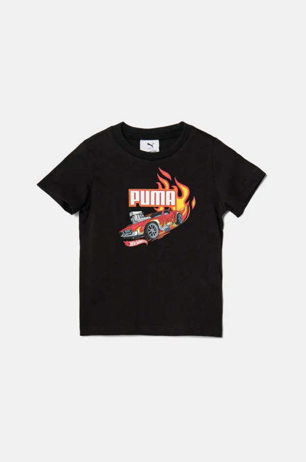 Puma Otroška bombažna kratka majica Puma X HOT WHEELS Graphic Tee črna barva, 630069