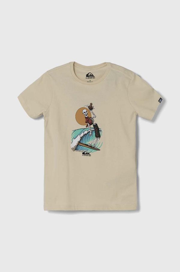 Quiksilver Otroška bombažna kratka majica Quiksilver NEVERENDINGSURF bež barva