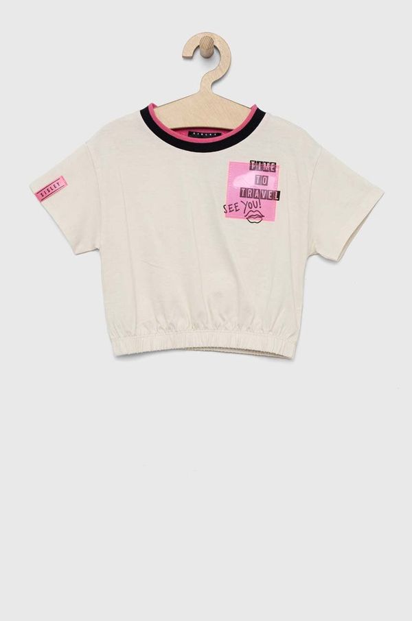 Sisley Otroška bombažna kratka majica Sisley bež barva