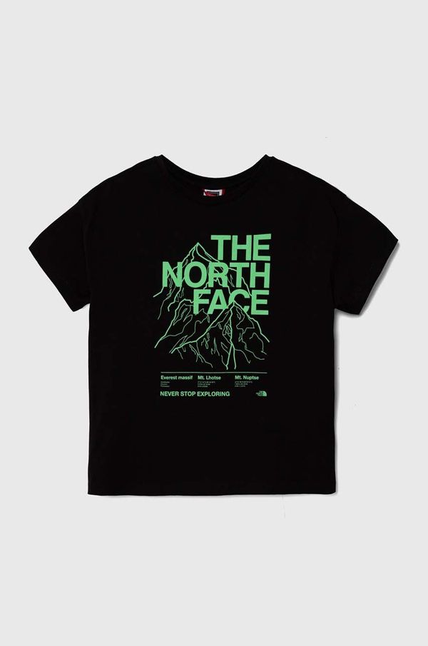 The North Face Otroška bombažna kratka majica The North Face B MOUNTAIN LINE S/S TEE črna barva