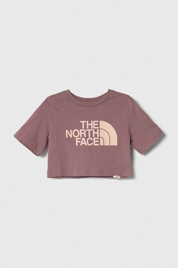 The North Face Otroška bombažna kratka majica The North Face G S/S CROP EASY TEE roza barva