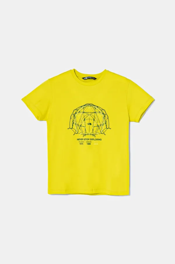 The North Face Otroška bombažna kratka majica The North Face GRAPHIC RELAXED S/S TEE zelena barva, NF0A8AXGJE31