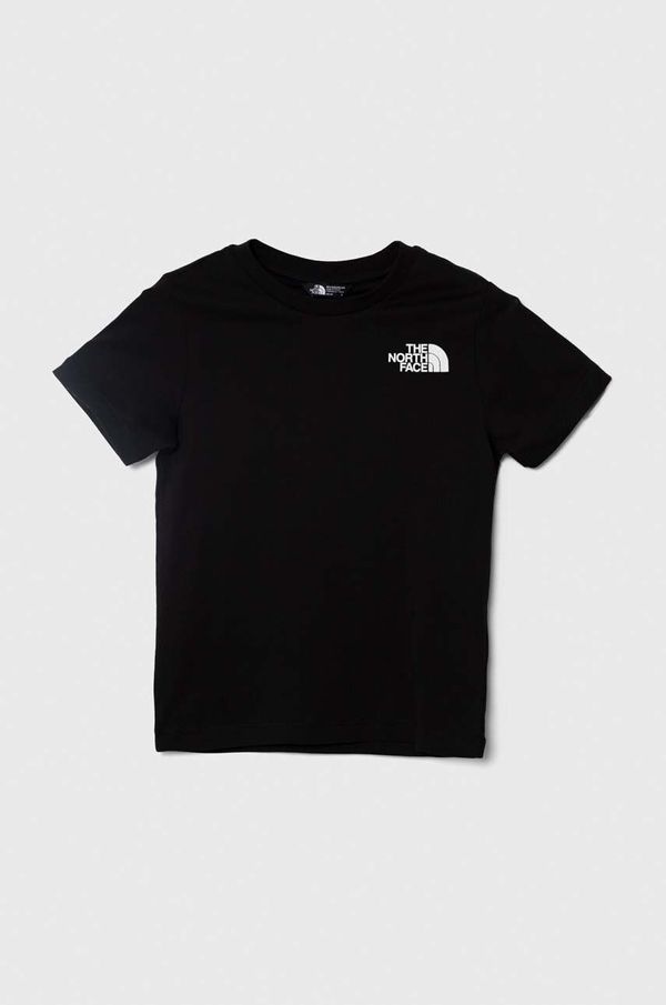 The North Face Otroška bombažna kratka majica The North Face REDBOX TEE (BACK BOX GRAPHIC) črna barva