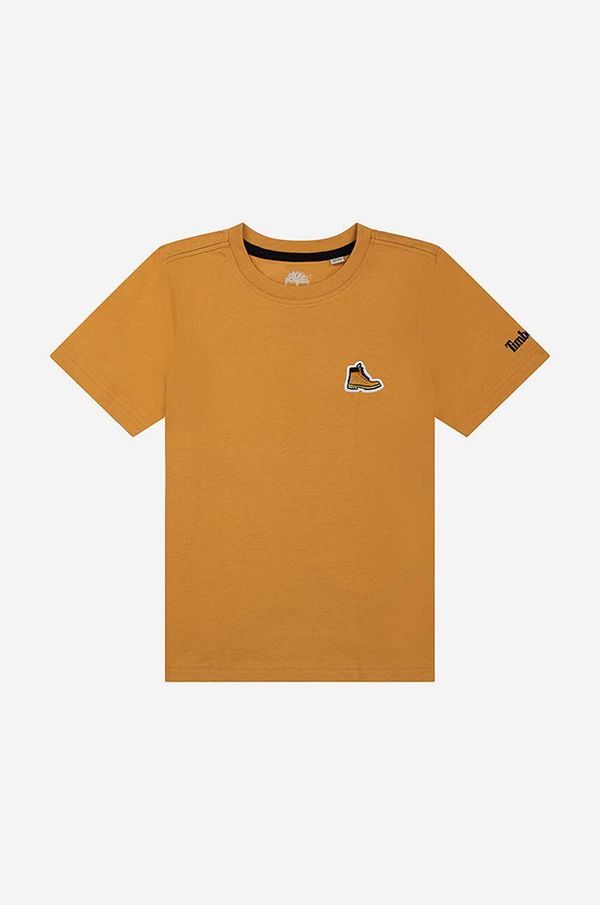 Timberland Otroška bombažna kratka majica Timberland Short Sleeves Tee-shirt oranžna barva