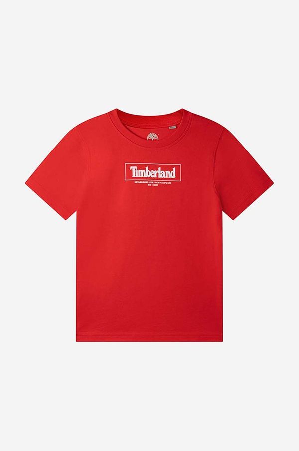 Timberland Otroška bombažna kratka majica Timberland Short Sleeves Tee-shirt rdeča barva